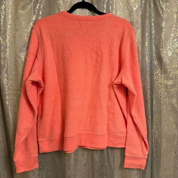 Outerknown Women's Hightide Crew Bright Neon Coral Sweater Large NWT - Picture 2 of 8